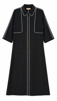 CELINA`S BUTTON DOWN DRESS W SILVER PIPING