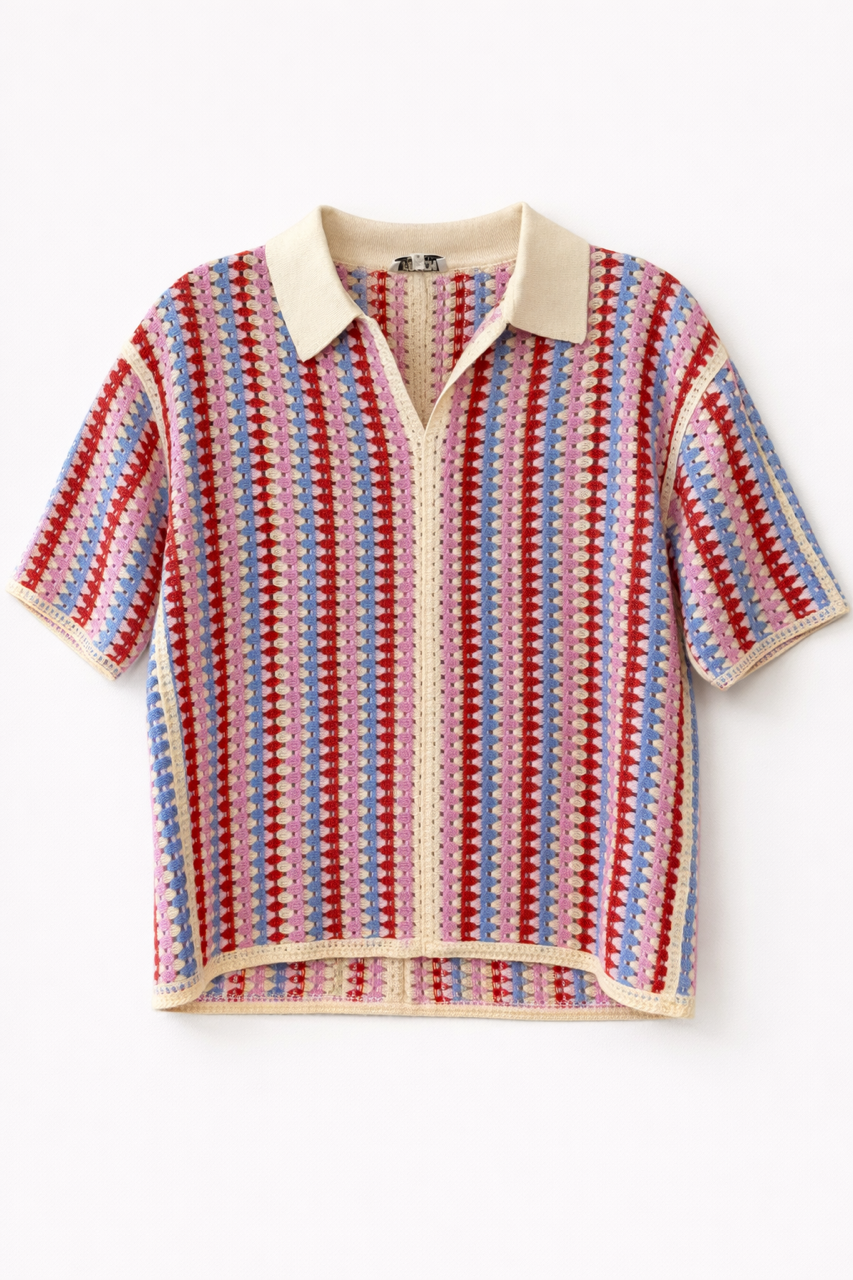 FRNCH CROCHET SHORT SLEEVE TOP