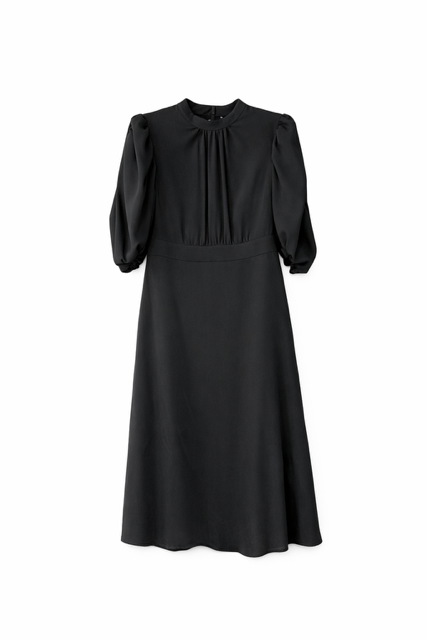 CELINA`S DRESS W GATHERED PUFF SLEEVES