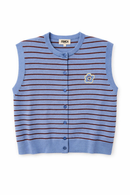 FRNCH STRIPED VEST CARDI W FLORAL DETAIL