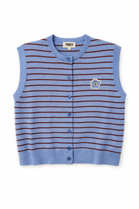 FRNCH STRIPED VEST CARDI W FLORAL DETAIL