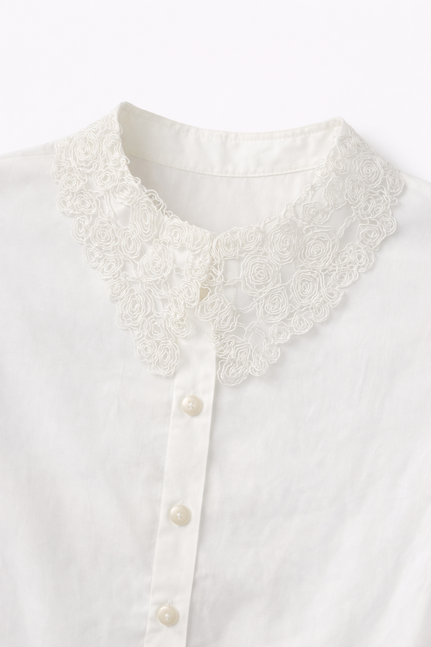 PAPER PARACHUTE BUTTONDOWN SHIRT W LACE COLLAR