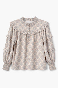 AUREUM RUFFLE SLEEVE PRINTED BLOUSE