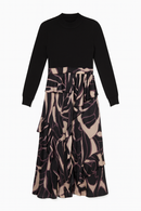 WRONG SIDE OF RIGHT KNIT TOP RUFFLE BOTTOM PRINTED SKIRT