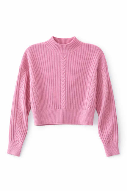 KNIT THEORY Cropped Cable Relaxed Sweater