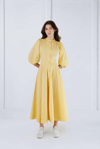 UNAYA LINEN MARGO TIE SLEEVE DRESS