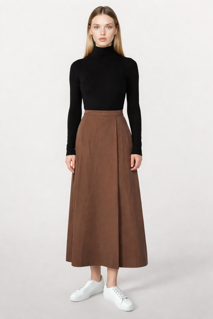UNAYA DANIELA OVERLAP SIDE BUTTON SKIRT