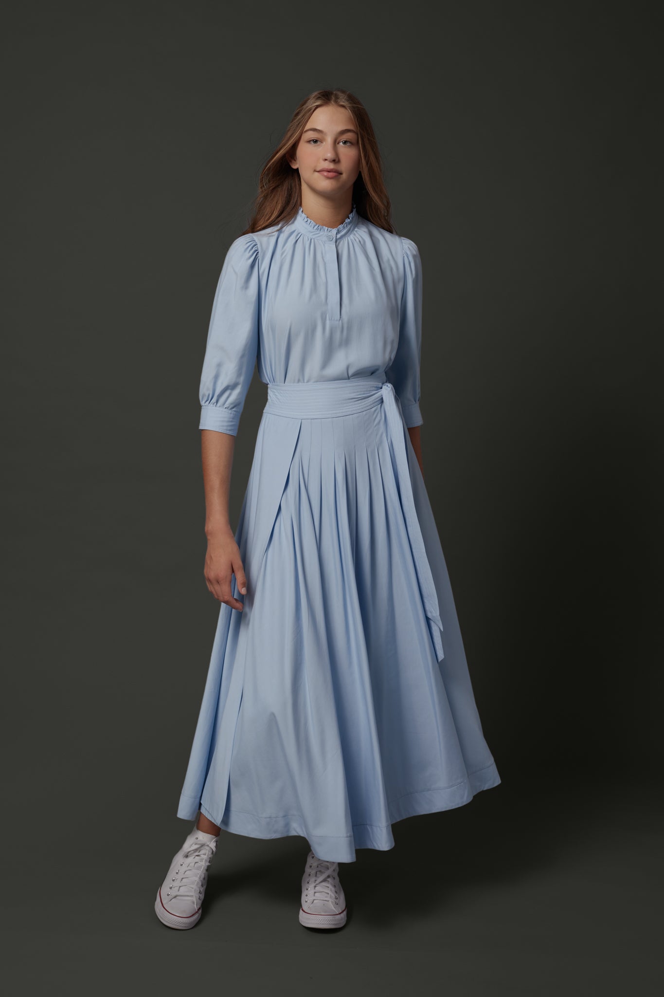 ZAIKAMOYA NATHALIE WRAP PLEATED FRONT SKIRT