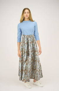 ZAIKAMOYA AMELIA FLORAL BELTED SKIRT