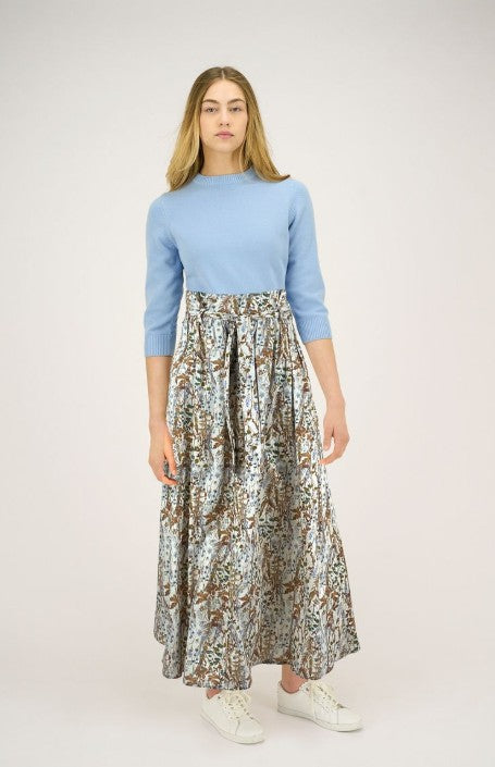 ZAIKAMOYA AMELIA FLORAL BELTED SKIRT