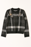 WRONG SIDE OF RIGHT EMBELLISHED CHECKERED SWEATER