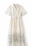 N55 SHORT SLEEVE FLORAL DRESS W DAINTY FLORAL BUTTONS