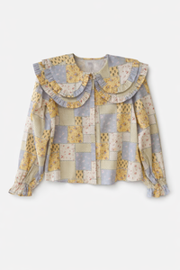 AUREUM TILE PRINT DOUBLE COLLAR BLOUSE