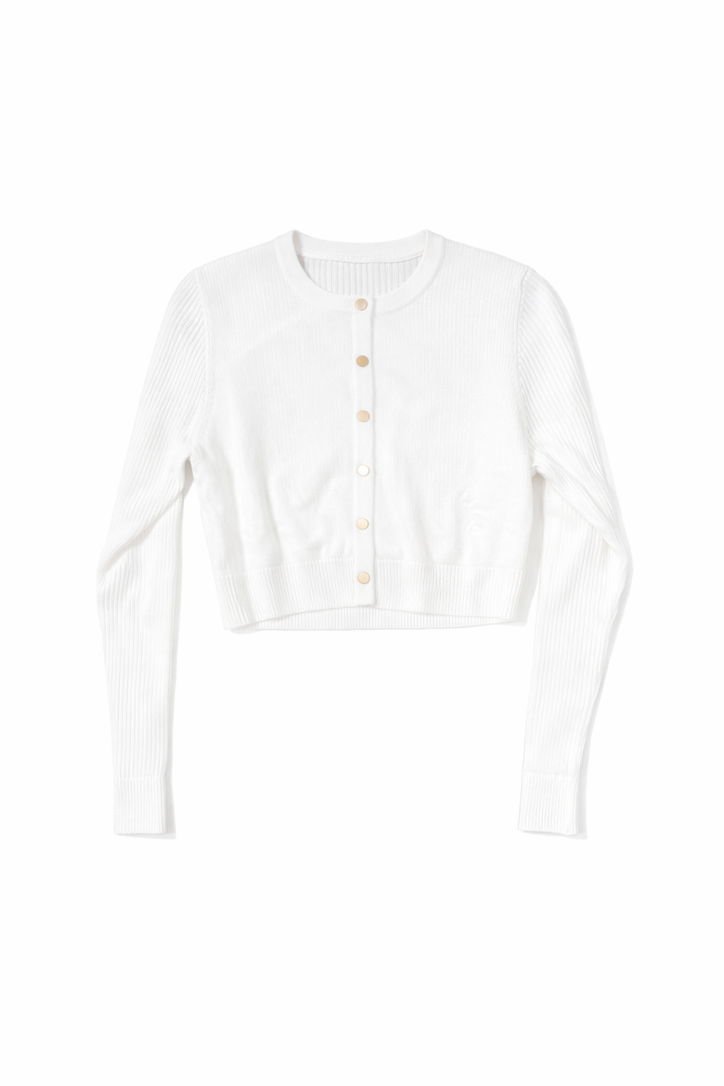 MYSTTE BASIC RIBBED SLEEVE SNAP CARDI