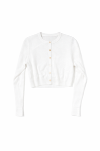 MYSTTE BASIC RIBBED SLEEVE SNAP CARDI