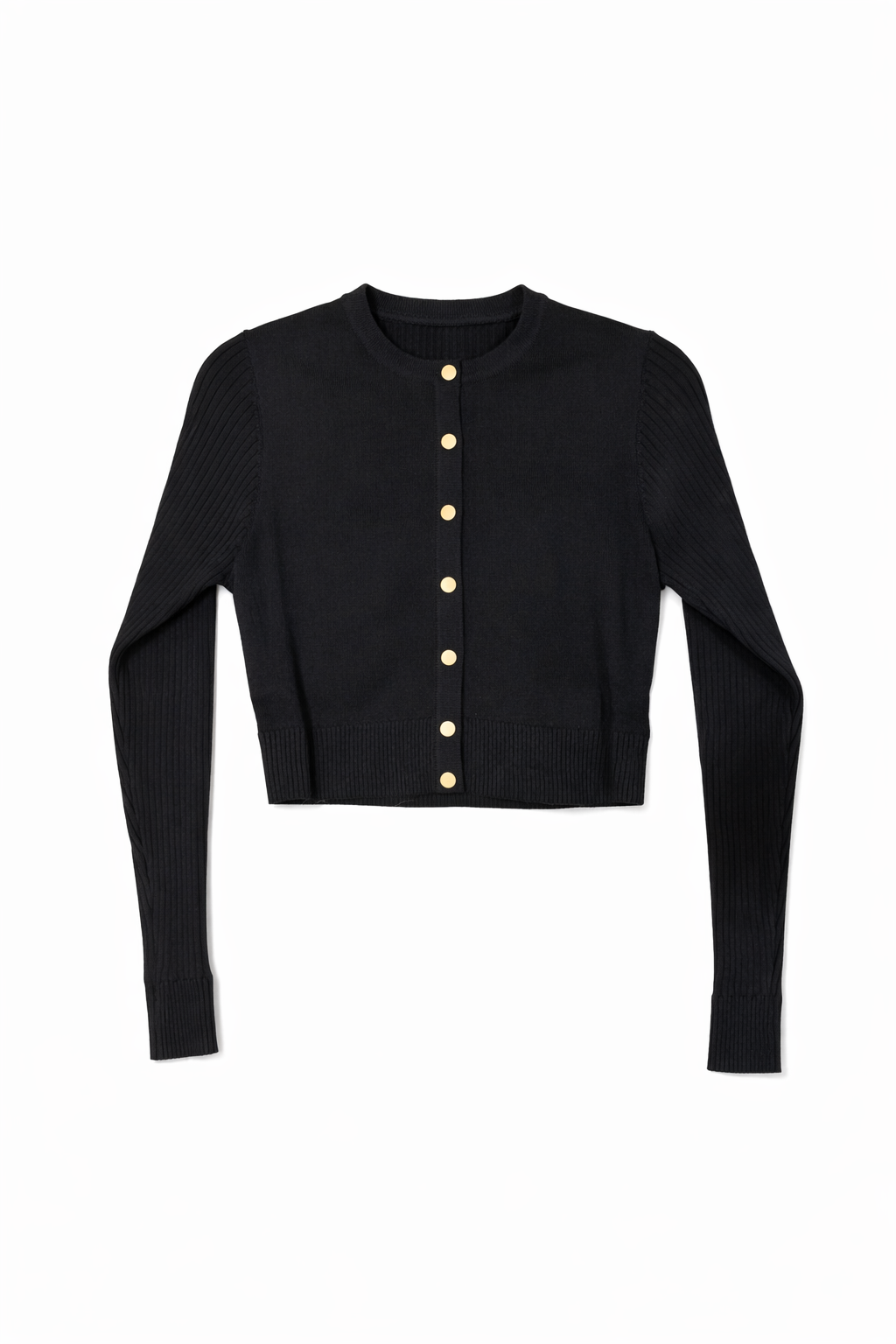MYSTTE BASIC RIBBED SLEEVE SNAP CARDI