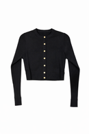 MYSTTE BASIC RIBBED SLEEVE SNAP CARDI