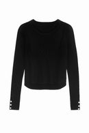 MYSTTE BASIC KNIT TOP W GOLD BUTTONS ON CUFFS