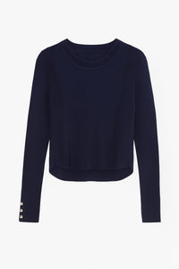 MYSTTE BASIC KNIT TOP W GOLD BUTTONS ON CUFFS