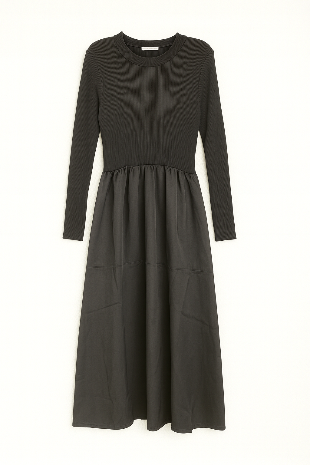 MYSTTE RIBBED TOP SILKY BOTTOM DRESS