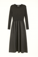 MYSTTE RIBBED TOP SILKY BOTTOM DRESS