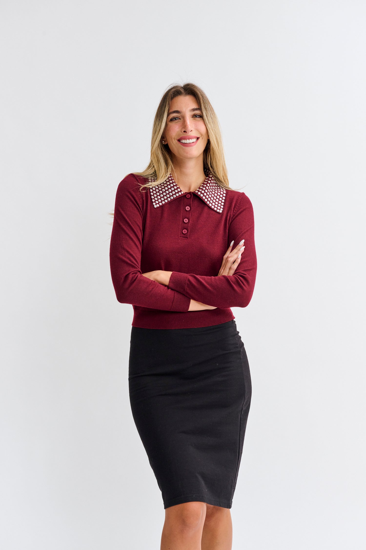 PARCELLE STUDDED COLLAR HENLEY