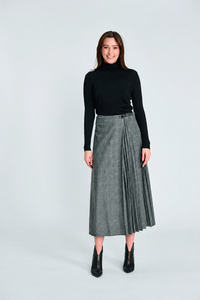 PARCELLE PLAID PLEATED INSERT WRAP SKIRT