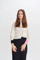 PARCELLE CROCHET KNIT CARDIGAN W COLORFUL POCKET