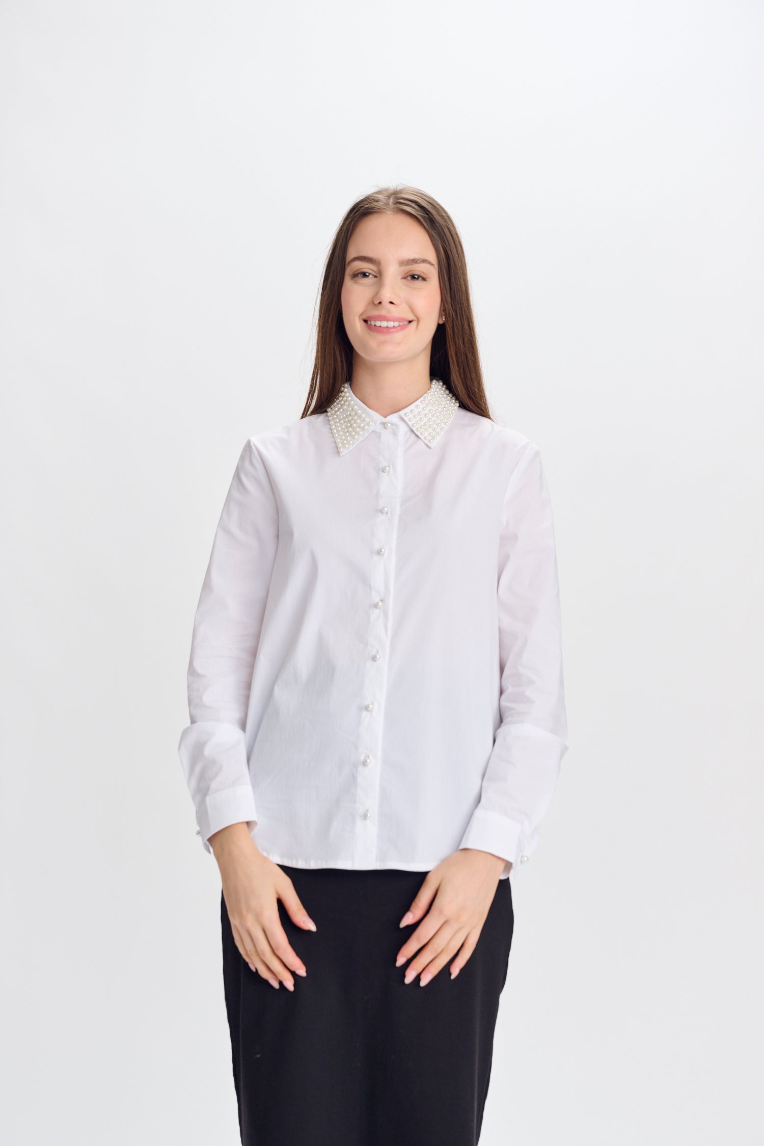 PARCELLE BUTTONDOWN SHIRT W COLLAR PEARL