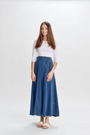PARCELLE DENIM WAFFLE SKIRT W BELT