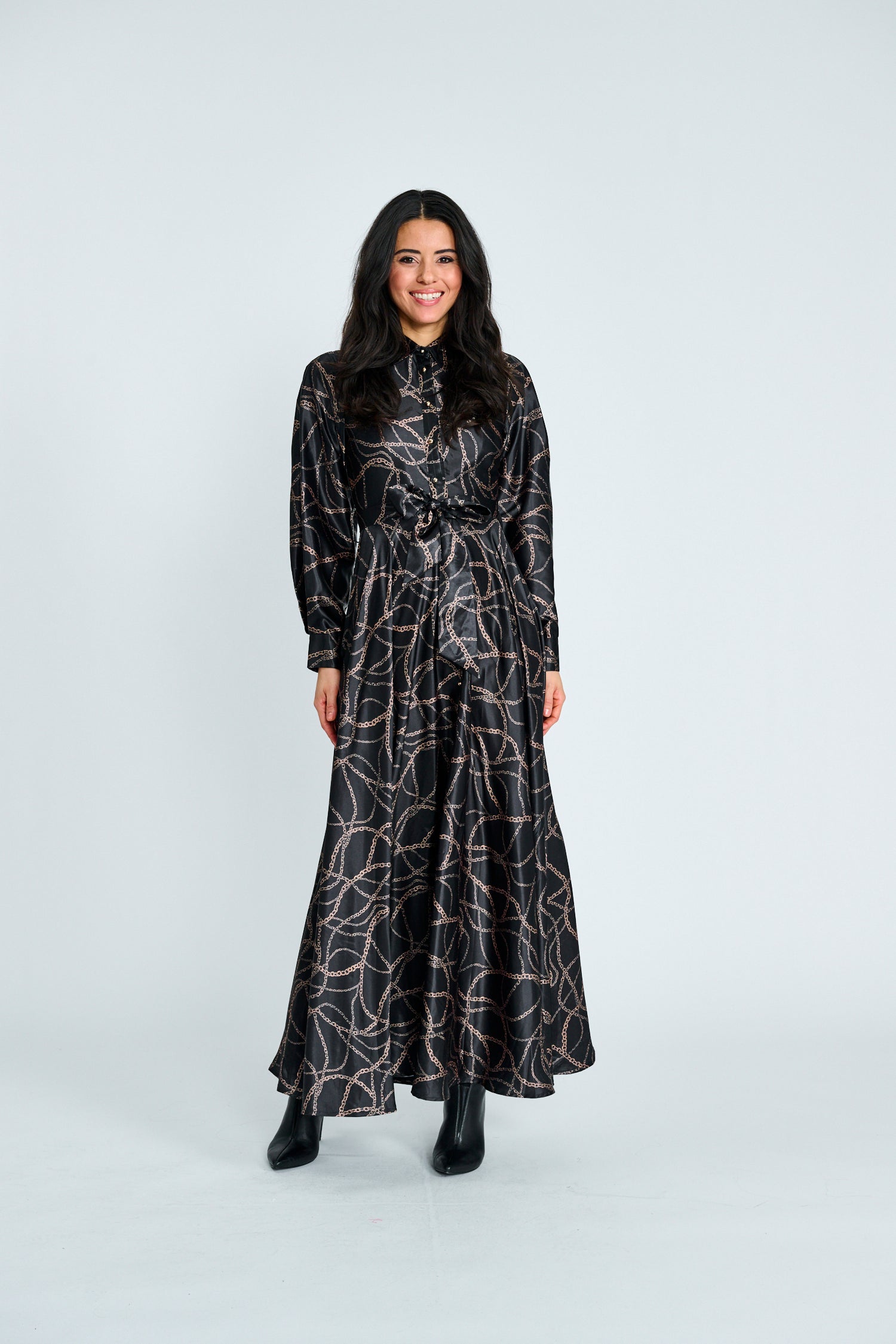 PARCELLE SILKY PRINTED BUTTONDOWN DRESS