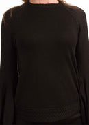 PARCELLE CABLE TRIM BALLOON SLEEVE TOP