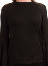 PARCELLE CABLE TRIM BALLOON SLEEVE TOP