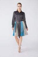 PARCELLE HOUNDSTOOTH BOTTOM PLEATED DRESS