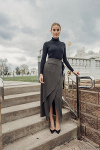 ELLIE MAKIR ARMY WRAP POCKET SKIRT