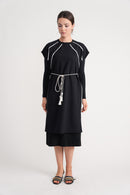 BELISSA SHORT SLEEVE LONG OVERLAY TOP W RIBBON TRIM