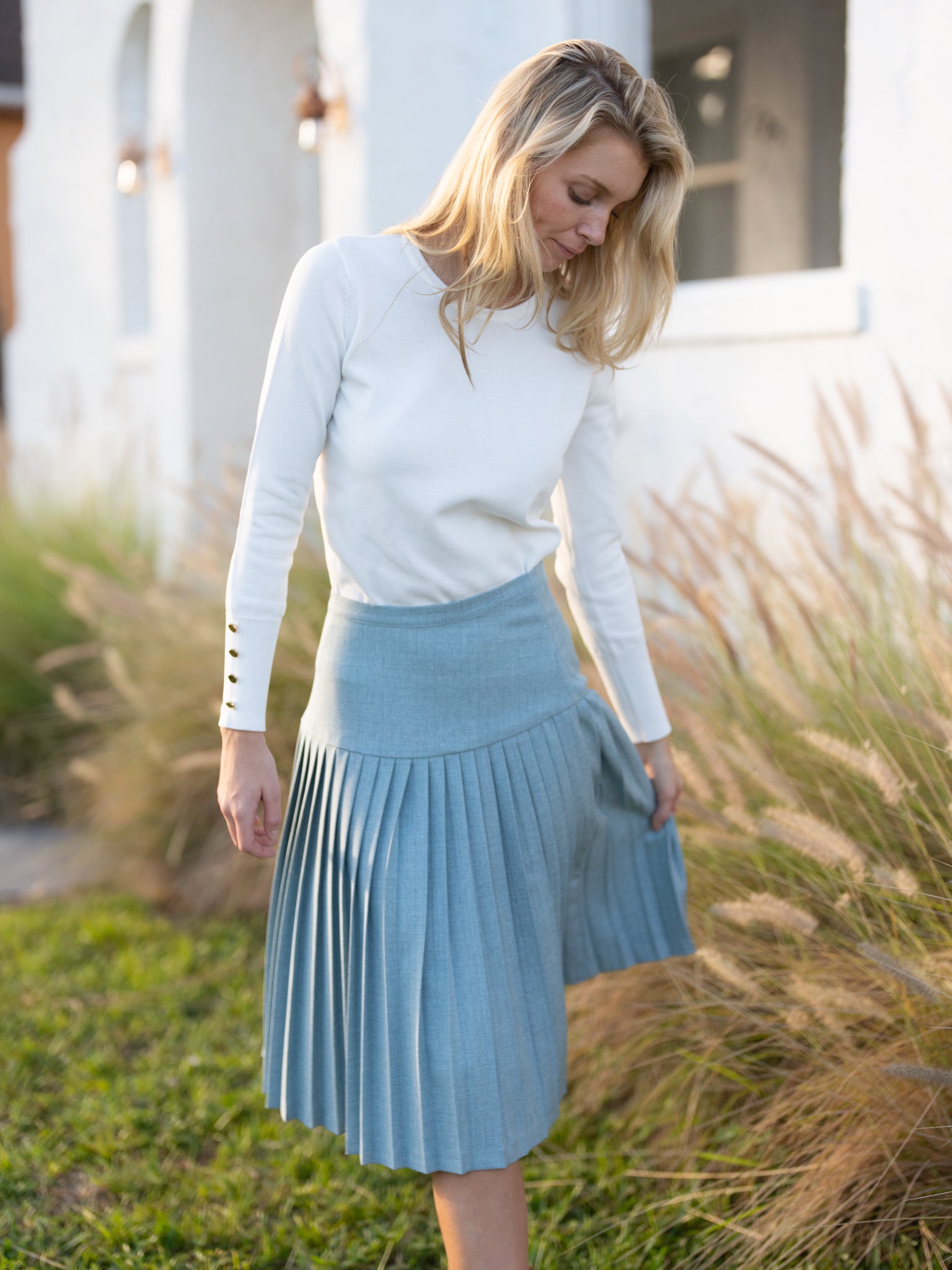 PROFILE PLEATED YOLK SKIRT