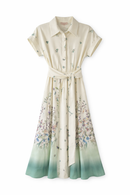 CELINA`S SHORT SLEEVE FLORAL OMBRE BELTED DRESS (SAME FABRIC)