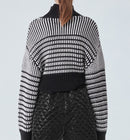 AVANT LOOK VERTICAL FRINGE CROP SWEATER