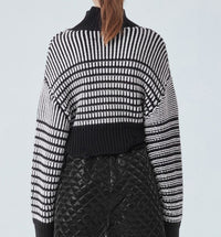 AVANT LOOK VERTICAL FRINGE CROP SWEATER