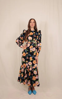 BYRD ANASTASIA FLORAL BELTED DRESS