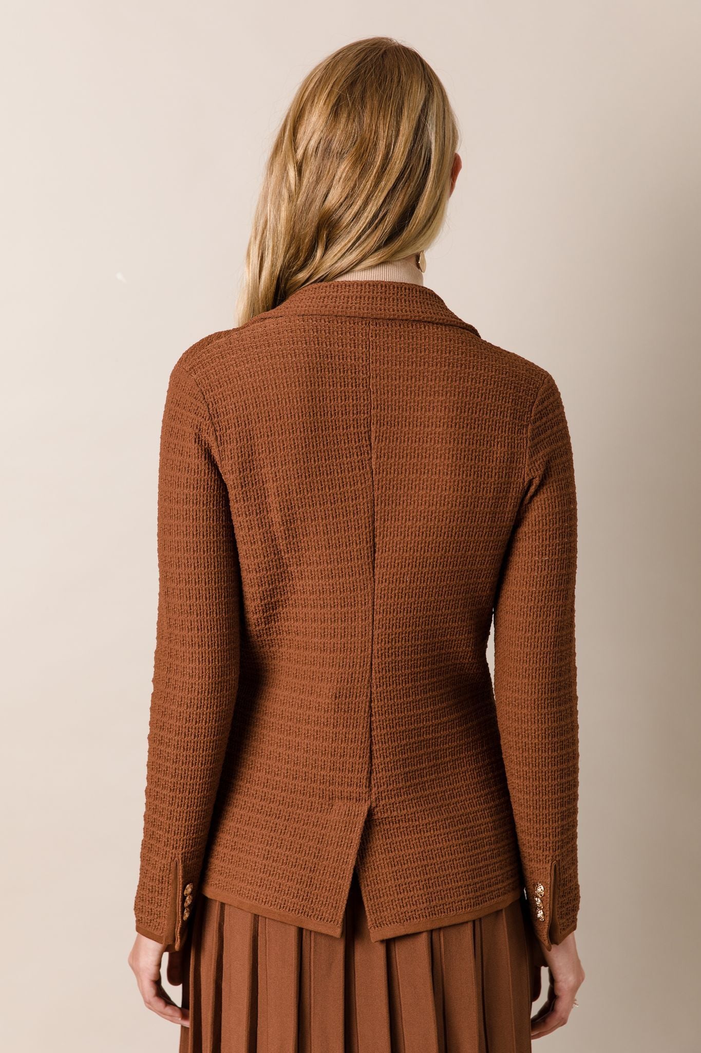 APPARALEL KNIT BLAZER W GOLD BUTTONS