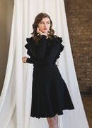 APPARALEL RUFFLE SHOULDER SWEATER