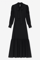 ALEXIS ROE CHIFFON RUCHED SLEEVE DROP RUFFLE DRESS