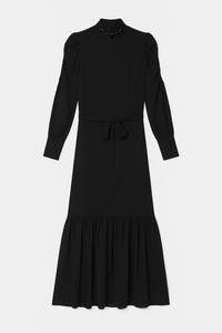 ALEXIS ROE CHIFFON RUCHED SLEEVE DROP RUFFLE DRESS