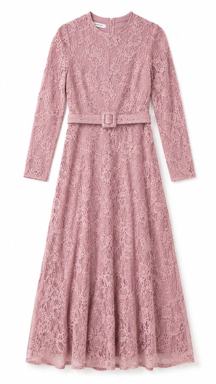 ATUTUED LACE MIDI DRESS