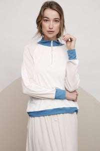 SINCE 2005 RIBBED ZIPPER TOP