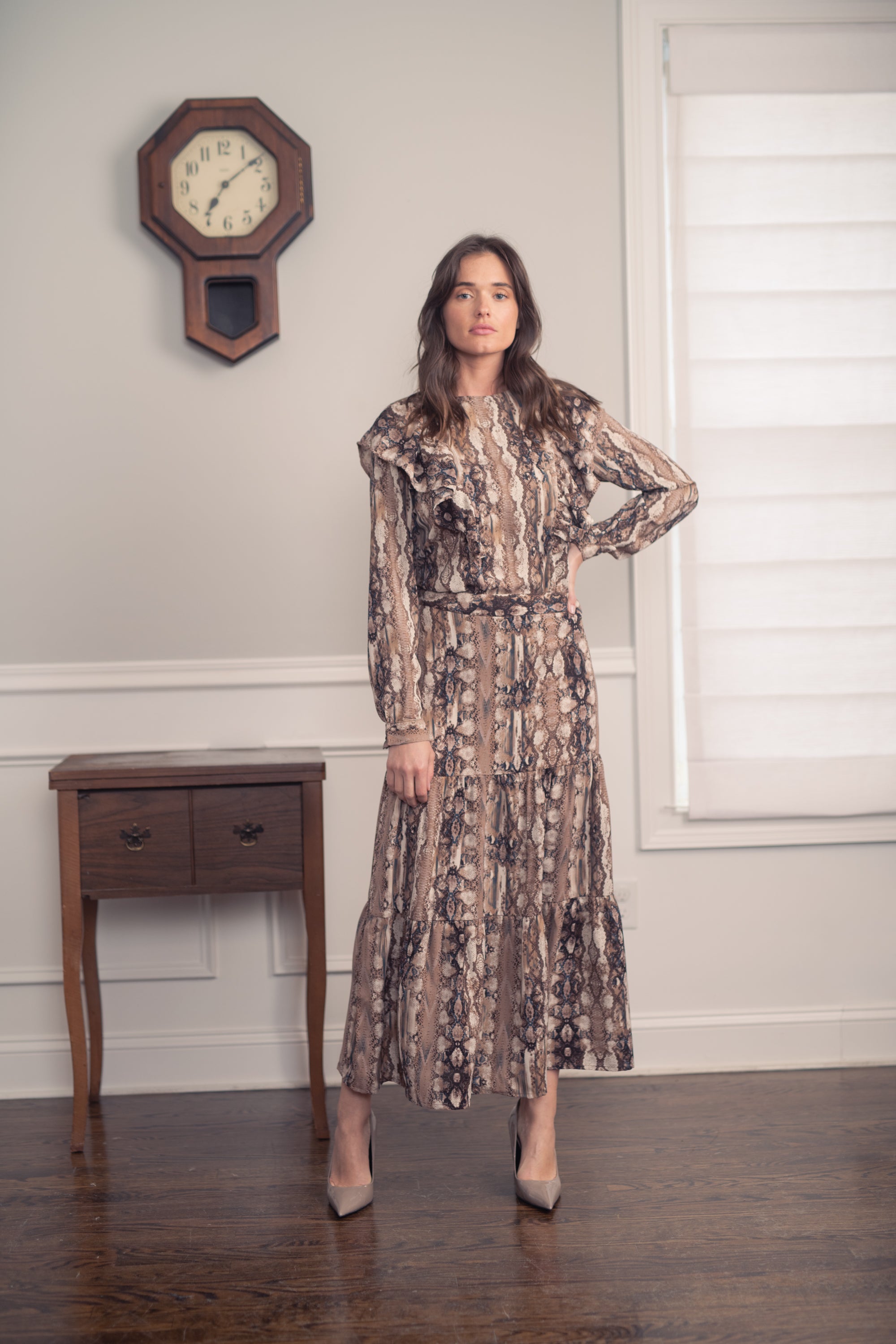 THE COLLECTIVE RUFFLE SNAKEPRINTED SET