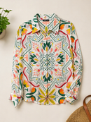 AP.NY PRINTED BUTTONDOWN TOP W ROLL-UP SLEEVE