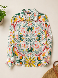 AP.NY PRINTED BUTTONDOWN TOP W ROLL-UP SLEEVE